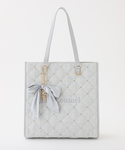 LouLoumei（ルルミー）の「【LouLoumei】リボンチャーム付きトートバッグ／キャリーオン／自立可能（トートバッグ・レディース・サックスブルー/ブラック/アイボリー/ピンクベージュ・FREE）」の3枚目の写真