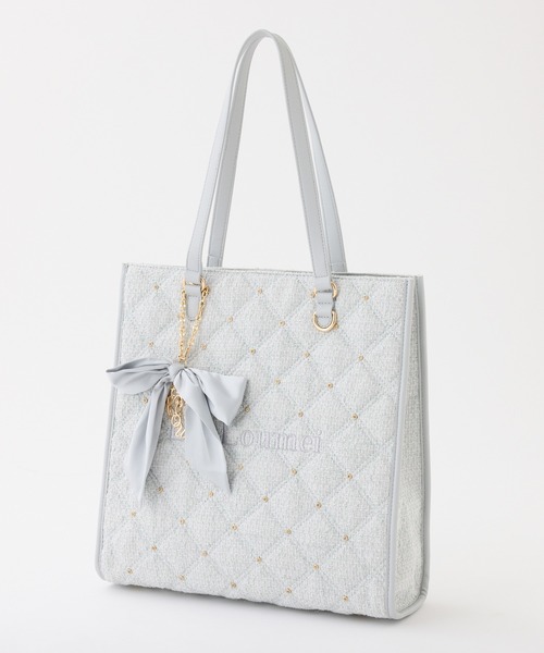 LouLoumei（ルルミー）の「【LouLoumei】リボンチャーム付きトートバッグ／キャリーオン／自立可能（トートバッグ・レディース・サックスブルー/ブラック/アイボリー/ピンクベージュ・FREE）」の5枚目の写真