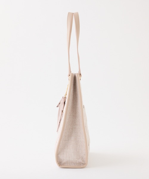 LouLoumei（ルルミー）の「【LouLoumei】リボンチャーム付きトートバッグ／キャリーオン／自立可能（トートバッグ・レディース・サックスブルー/ブラック/アイボリー/ピンクベージュ・FREE）」の9枚目の写真