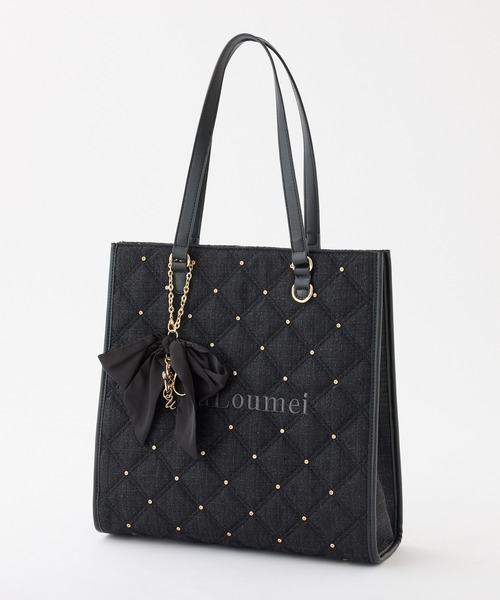 LouLoumei（ルルミー）の「【LouLoumei】リボンチャーム付きトートバッグ／キャリーオン／自立可能（トートバッグ・レディース・サックスブルー/ブラック/アイボリー/ピンクベージュ・FREE）」の7枚目の写真