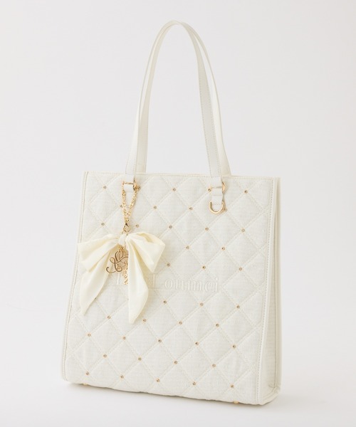 LouLoumei（ルルミー）の「【LouLoumei】リボンチャーム付きトートバッグ／キャリーオン／自立可能（トートバッグ・レディース・サックスブルー/ブラック/アイボリー/ピンクベージュ・FREE）」の8枚目の写真