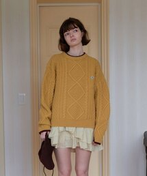 5. ケーブルニットウェア _ マスタード
