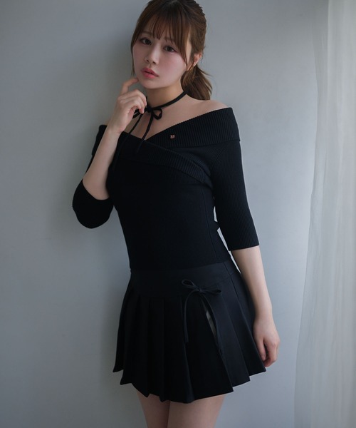 M DOLLY(エムドリー)の「*M DOLLY original* Cross ellie knit tops/クロスエリーニットトップス(ニット/セーター・レディース・ピンク/ライトブルー/ブラック・FREE)」の8枚目の写真