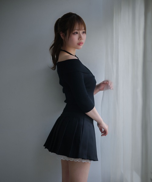 M DOLLY(エムドリー)の「*M DOLLY original* Cross ellie knit tops/クロスエリーニットトップス(ニット/セーター・レディース・ピンク/ライトブルー/ブラック・FREE)」の9枚目の写真