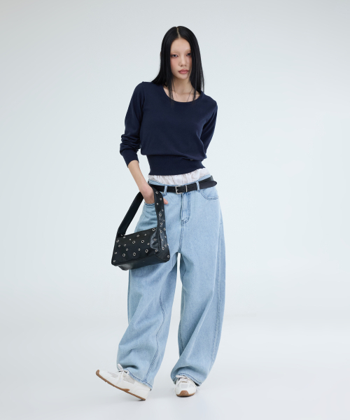 PORTERNA（ポルテナ）の「ESSENTIAL U-NECK KNIT-3COLOR（ニット/セーター・レディース・ライトグレー・OS）」の6枚目の写真