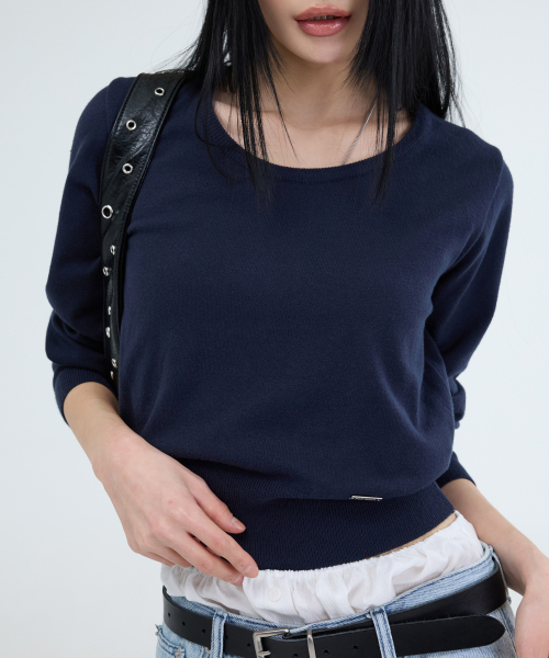 PORTERNA（ポルテナ）の「ESSENTIAL U-NECK KNIT-3COLOR（ニット/セーター・レディース・ライトグレー・OS）」の10枚目の写真