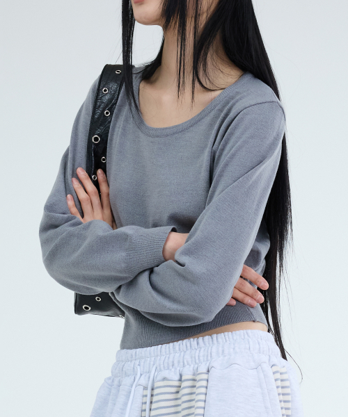 PORTERNA（ポルテナ）の「ESSENTIAL U-NECK KNIT-3COLOR（ニット/セーター・レディース・ライトグレー・OS）」の16枚目の写真