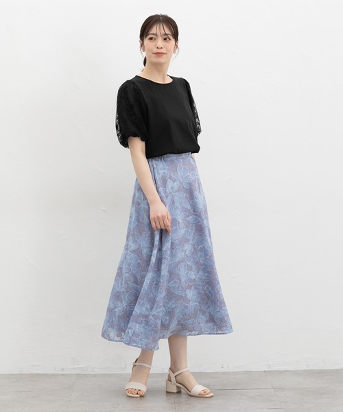 Honeys（ハニーズ）の「花柄ロングスカート（スカート・レディース・ピンク系1/ブルー系1/ネイビー系1・L/LL/M/S）」の5枚目の写真
