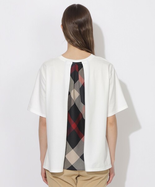 CB CRESTBRIDGE（シービークレストブリッジ）の「シトラテックバックチェック切替T（Tシャツ/カットソー・レディース・ブルー/オフホワイト/ダークネイビー・M）」の6枚目の写真