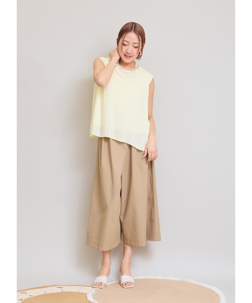 LHELBIE（レルビエ）の「プリーツトップス（Tシャツ/カットソー・レディース・ピンク/イエロー/オフホワイト/ブラック・M）」の6枚目の写真