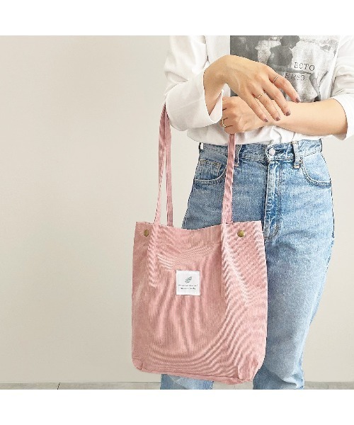 tokohana(トコハナ)の「トートバッグ レディース 鞄 バッグ コーディロイトートバッグ(トートバッグ・レディース・ピンク/ベージュ/グレー/ダークグリーン系/ブラック/ネイビー/ブラウン・FREE)」の12枚目の写真