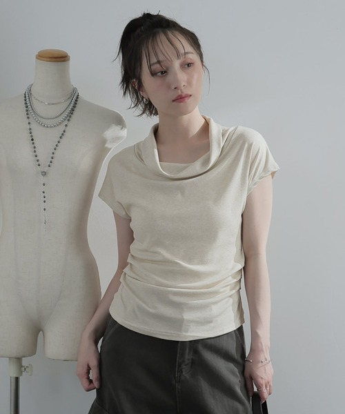 Ulysses（ユリシス）の「ドレープネックフレンチスリーブカットソー（Tシャツ/カットソー・レディース・ダークグレー/ベージュ・F）」の10枚目の写真