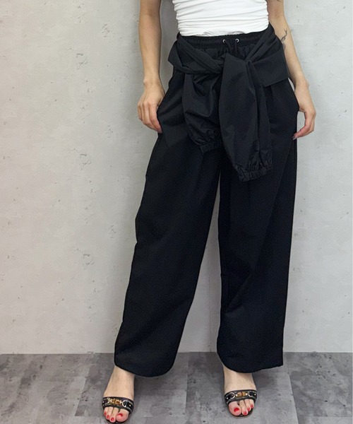 Per sist ence(パーシエンス)の「ラップディテールワイドジョガーパンツ(その他パンツ・レディース・ブラック/アイボリー/ブラウン・ONE SIZE)」の1枚目の写真