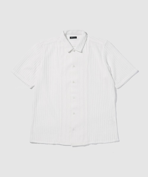 TETE HOMME(テットオム)の「TETE by TETE HOMME 異素材切り替え シアーレース 半袖オープンカラーシャツ(シャツ/ブラウス・メンズ・ブラック/ホワイト・M/L/XL)」の2枚目の写真