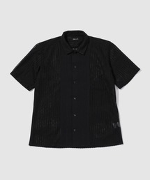 TETE by TETE HOMME 異素材切り替え シアーレース 半袖オープンカラーシャツ