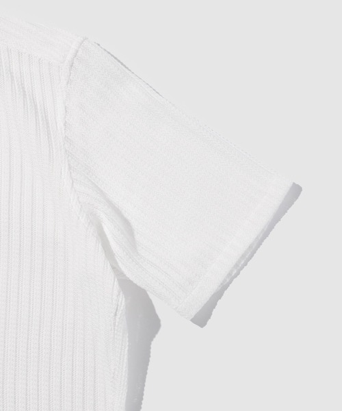 TETE HOMME(テットオム)の「TETE by TETE HOMME 異素材切り替え シアーレース 半袖オープンカラーシャツ(シャツ/ブラウス・メンズ・ブラック/ホワイト・M/L/XL)」の5枚目の写真