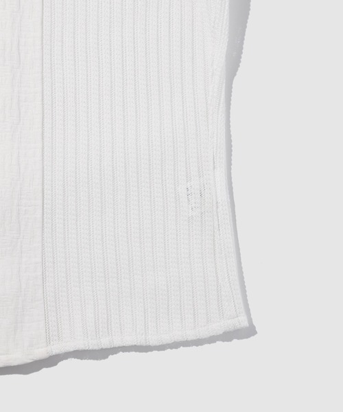 TETE HOMME(テットオム)の「TETE by TETE HOMME 異素材切り替え シアーレース 半袖オープンカラーシャツ(シャツ/ブラウス・メンズ・ブラック/ホワイト・M/L/XL)」の6枚目の写真
