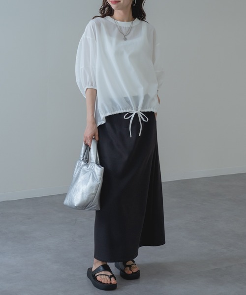 refinedworks（リファインドワークス）の「【refinedworks】異素材で魅せる 半袖 シアー トップス（シャツ/ブラウス・レディース・ホワイト/ブラック・FREE）」の11枚目の写真