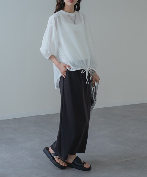 refinedworks（リファインドワークス）の「【refinedworks】異素材で魅せる 半袖 シアー トップス（シャツ/ブラウス・レディース・ホワイト/ブラック・FREE）」の13枚目の写真
