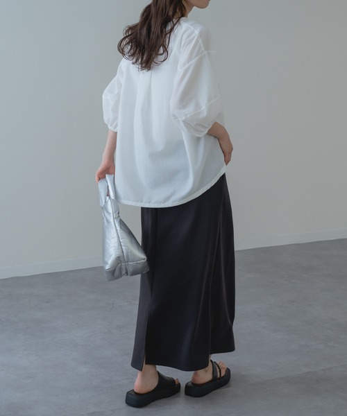 refinedworks（リファインドワークス）の「【refinedworks】異素材で魅せる 半袖 シアー トップス（シャツ/ブラウス・レディース・ホワイト/ブラック・FREE）」の14枚目の写真