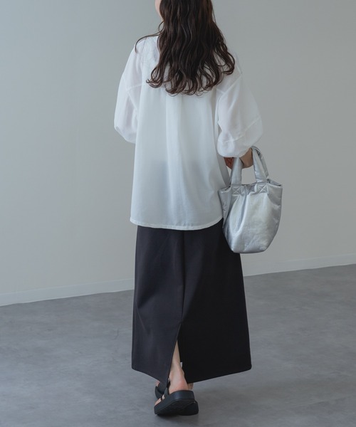 refinedworks（リファインドワークス）の「【refinedworks】異素材で魅せる 半袖 シアー トップス（シャツ/ブラウス・レディース・ホワイト/ブラック・FREE）」の15枚目の写真