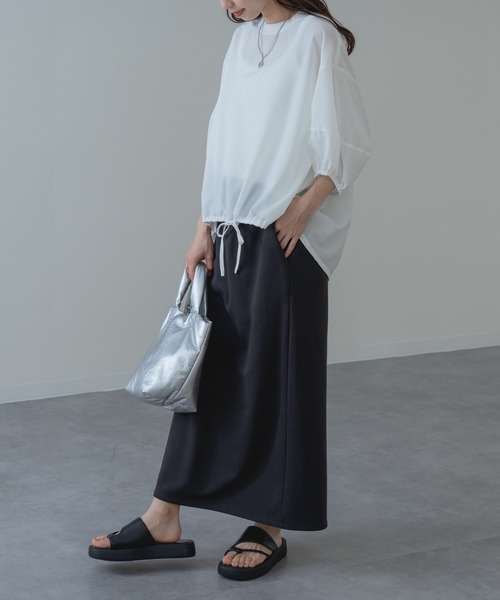 refinedworks（リファインドワークス）の「【refinedworks】異素材で魅せる 半袖 シアー トップス（シャツ/ブラウス・レディース・ホワイト/ブラック・FREE）」の16枚目の写真