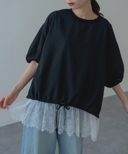 refinedworks（リファインドワークス）の「【refinedworks】異素材で魅せる 半袖 シアー トップス（シャツ/ブラウス・レディース・ホワイト/ブラック・FREE）」の8枚目の写真
