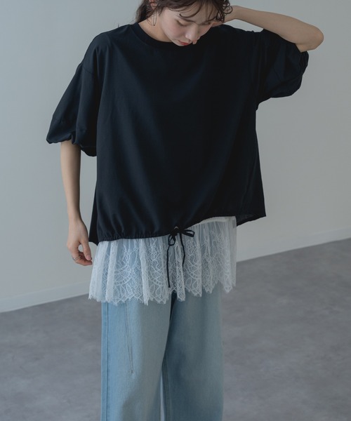 refinedworks（リファインドワークス）の「【refinedworks】異素材で魅せる 半袖 シアー トップス（シャツ/ブラウス・レディース・ホワイト/ブラック・FREE）」の9枚目の写真