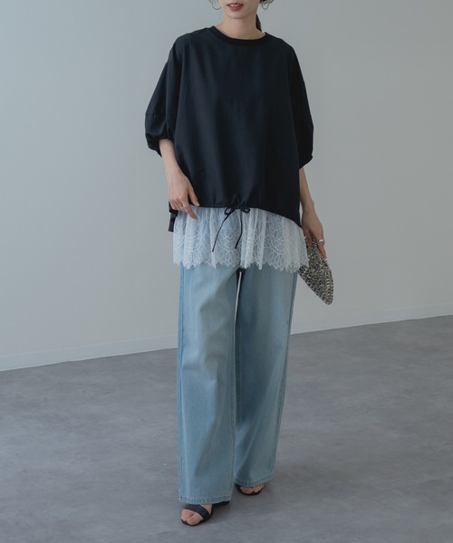refinedworks（リファインドワークス）の「【refinedworks】異素材で魅せる 半袖 シアー トップス（シャツ/ブラウス・レディース・ホワイト/ブラック・FREE）」の18枚目の写真