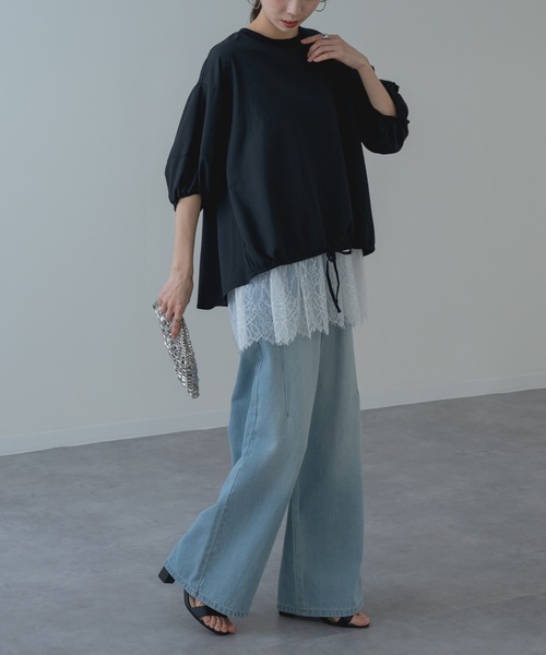 refinedworks（リファインドワークス）の「【refinedworks】異素材で魅せる 半袖 シアー トップス（シャツ/ブラウス・レディース・ホワイト/ブラック・FREE）」の20枚目の写真