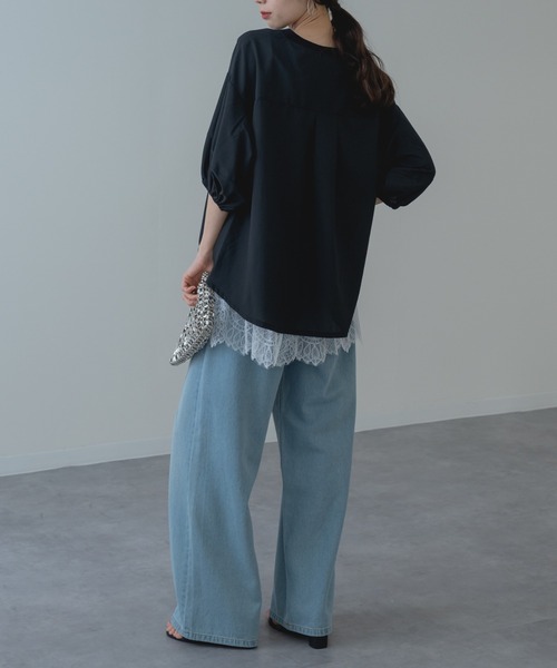 refinedworks（リファインドワークス）の「【refinedworks】異素材で魅せる 半袖 シアー トップス（シャツ/ブラウス・レディース・ホワイト/ブラック・FREE）」の21枚目の写真