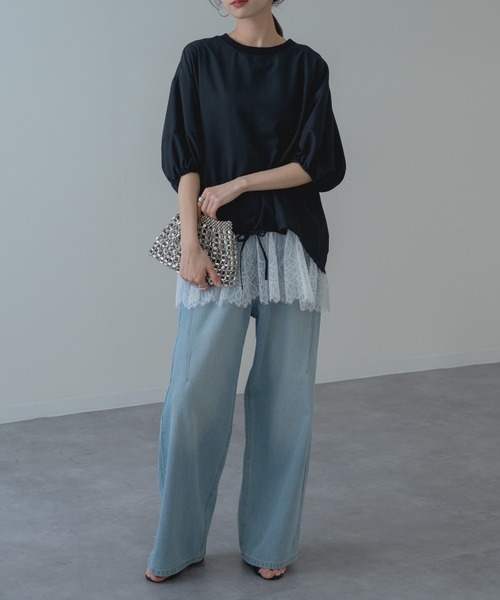 refinedworks（リファインドワークス）の「【refinedworks】異素材で魅せる 半袖 シアー トップス（シャツ/ブラウス・レディース・ホワイト/ブラック・FREE）」の22枚目の写真