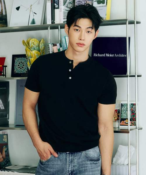 Masslfit Henley‑neck поло с коротким рукавом [чёрный]
