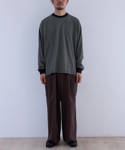 Healthknit（ヘルスニット）の「Healthknit NARROW BORDER JERSEY Side Slit L/S (#51054)（Tシャツ/カットソー・メンズ・ブラック系その他・MEDIUM/LARGE/X-LARGE）」の3枚目の写真