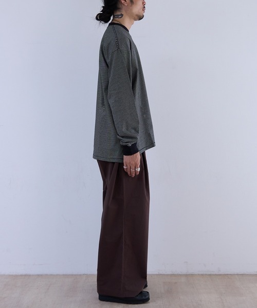 Healthknit（ヘルスニット）の「Healthknit NARROW BORDER JERSEY Side Slit L/S (#51054)（Tシャツ/カットソー・メンズ・ブラック系その他・MEDIUM/LARGE/X-LARGE）」の4枚目の写真