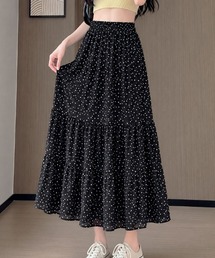 ドットティアードロングスカート