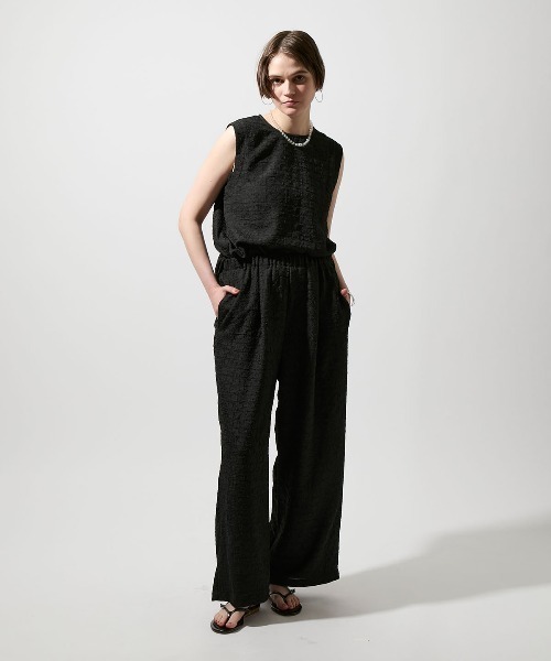 leswel(レスウェル)の「【M/L】【速乾】ふくれジャガードノースリーブブラウス(シャツ/ブラウス・レディース・ブラウン/ライトグレー/ブラック・M/L)」の9枚目の写真