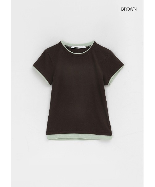 BLACKUP（ブラックアップ）の「[MADE] トゥロンレイヤード半袖Tシャツ（Tシャツ/カットソー・レディース・ブラウン/グレー/ブラック・FREE）」の14枚目の写真