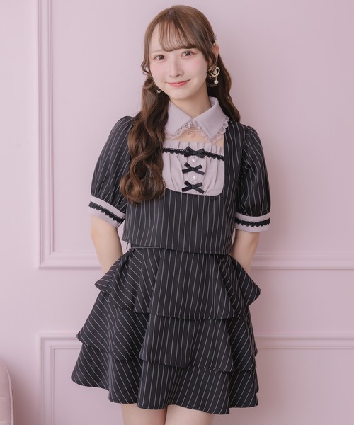 ROJITA ツーピー風ティアードワンピース ブラック ツーピー風ティアードワンピース（ワンピース）｜ROJITA（ロジータ）の