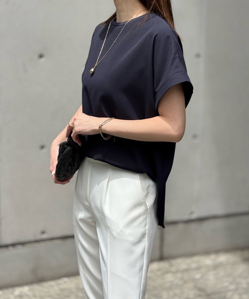 Emma Taylor(エマテイラー)の「【前後2WAY】ジョーゼットヘンリーネックTブラウス(シャツ/ブラウス・レディース・ホワイト/ブラック/ネイビー・FREE)」の16枚目の写真