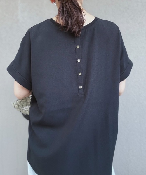Emma Taylor(エマテイラー)の「【前後2WAY】ジョーゼットヘンリーネックTブラウス(シャツ/ブラウス・レディース・ホワイト/ブラック/ネイビー・FREE)」の12枚目の写真