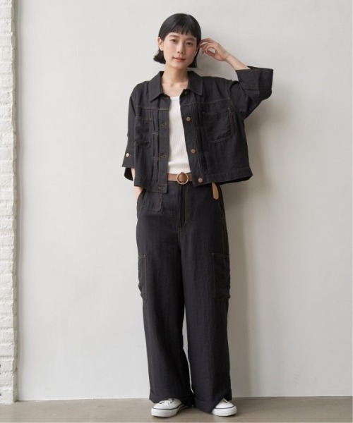 LBC（エルビーシー）の「【インフルエンサー着用】【セットアップ対応可能】リネン／デニム ワークポケットパンツ（その他パンツ・レディース・ベージュ/ネイビー/ブラック・L/M）」の13枚目の写真