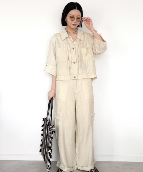 LBC（エルビーシー）の「【インフルエンサー着用】【セットアップ対応可能】リネン／デニム ワークポケットパンツ（その他パンツ・レディース・ベージュ/ネイビー/ブラック・L/M）」の17枚目の写真