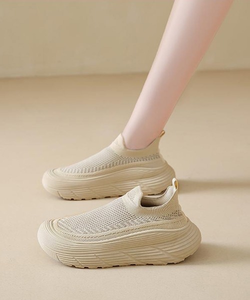Miniministore（ミニミニストア）の「厚底メッシュスリッポンスニーカー軽量通気（スリッポン・レディース・ベージュ/ブラック・25.0cm/24.5cm/24.0cm/23.5cm/23.0cm）」の13枚目の写真