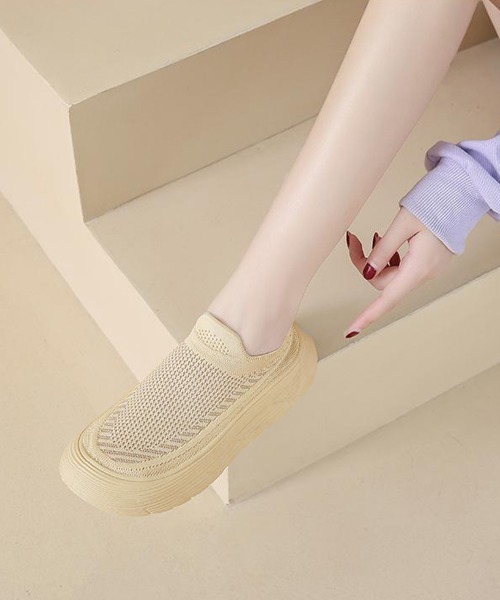 Miniministore（ミニミニストア）の「厚底メッシュスリッポンスニーカー軽量通気（スリッポン・レディース・ベージュ/ブラック・25.0cm/24.5cm/24.0cm/23.5cm/23.0cm）」の14枚目の写真