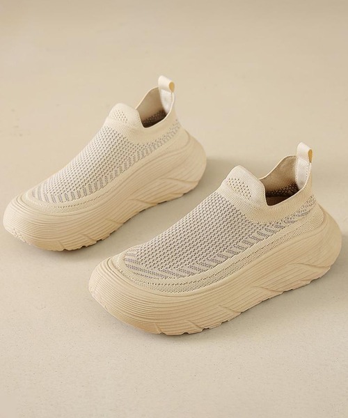 Miniministore（ミニミニストア）の「厚底メッシュスリッポンスニーカー軽量通気（スリッポン・レディース・ベージュ/ブラック・25.0cm/24.5cm/24.0cm/23.5cm/23.0cm）」の18枚目の写真