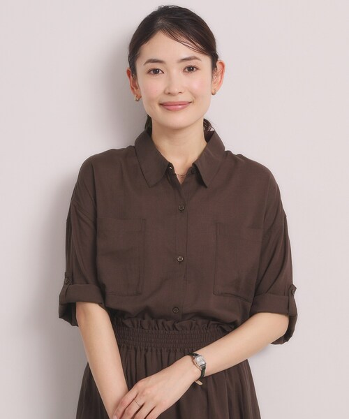 ITS'DEMO(イッツデモ)の「【セットアップ可】リネン混ポケット付きシャツ(シャツ/ブラウス・レディース・ネイビー/ブラウン系その他/ブルーグリーン/オフホワイト・00)」の11枚目の写真