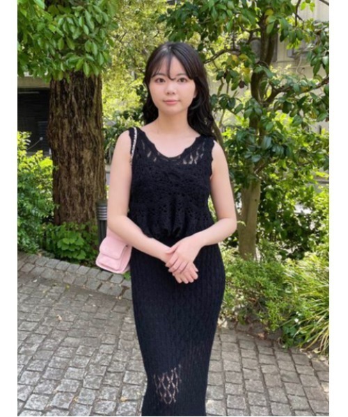 LILY BROWN（リリーブラウン）の「クロシェニットドレス（ドレス・レディース・ピンク/ブラック/アイボリー・F）」の19枚目の写真