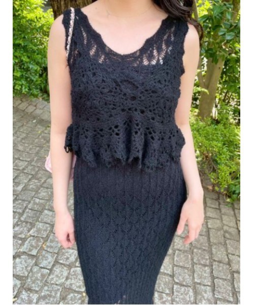 LILY BROWN（リリーブラウン）の「クロシェニットドレス（ドレス・レディース・ピンク/ブラック/アイボリー・F）」の20枚目の写真