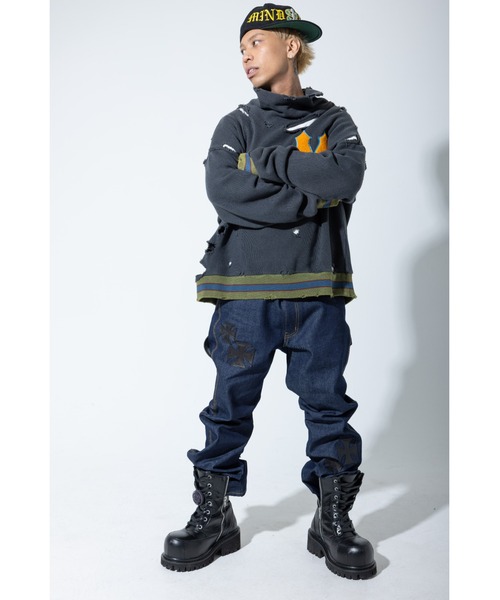 mindseeker(マインドシーカー)の「MS×Dickies Iron Cross Patch Flare Pants(デニムパンツ・メンズ・ブラック/インディゴブルー・32/34/36)」の7枚目の写真